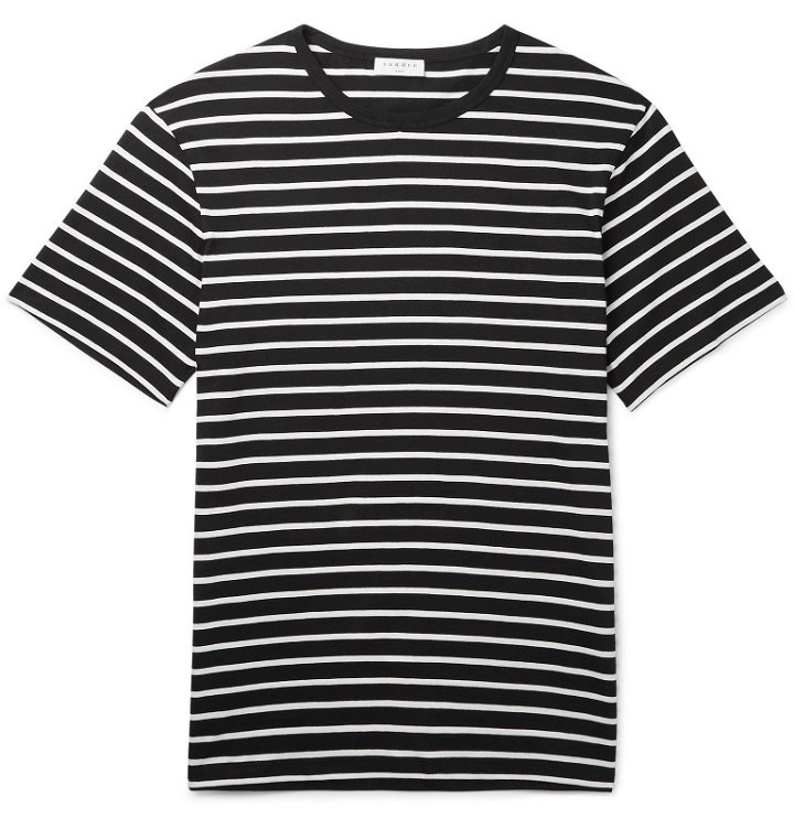 Photo: Sandro - Slim-Fit Striped Cotton-Jersey T-Shirt - Black