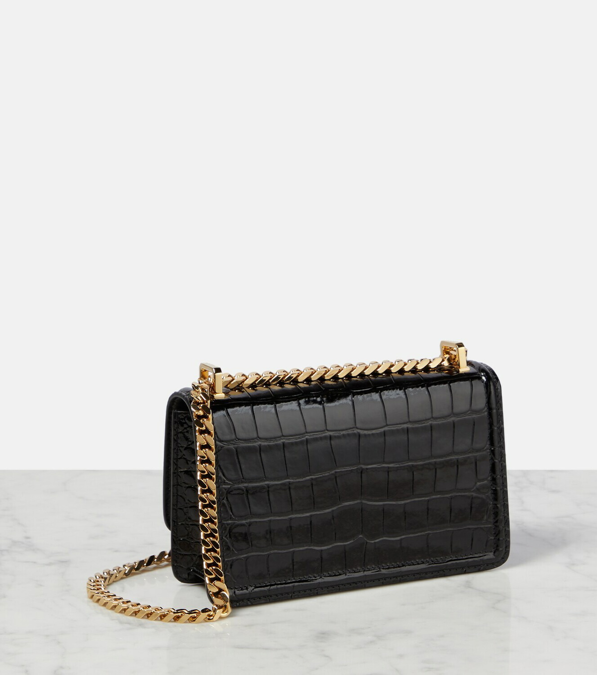 Burberry TB Mini croc-effect leather shoulder bag