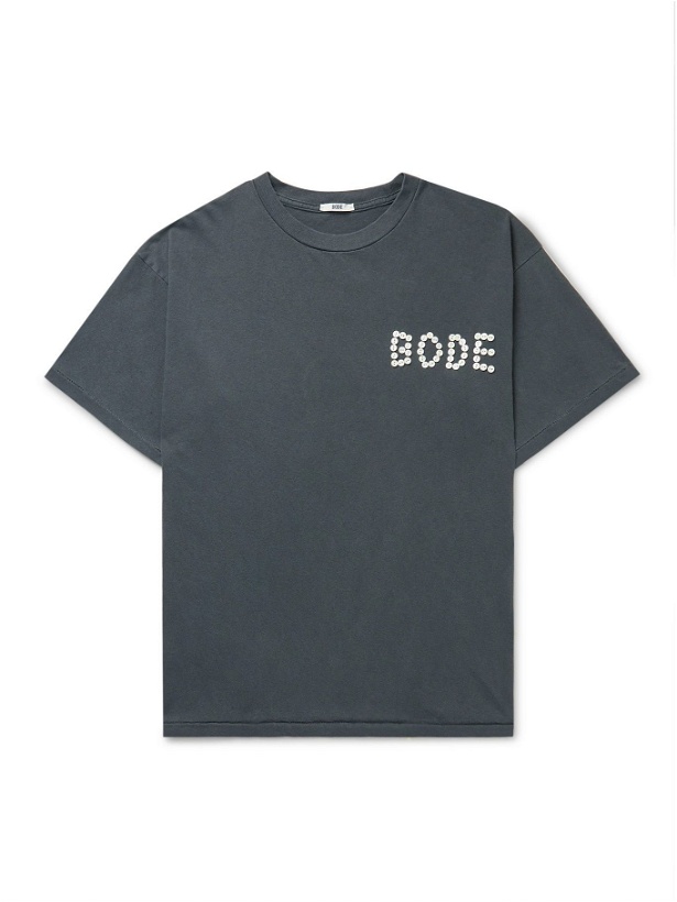 Photo: BODE - Button-Embellished Cotton-Jersey T-Shirt - Gray