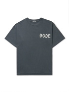 BODE - Button-Embellished Cotton-Jersey T-Shirt - Gray