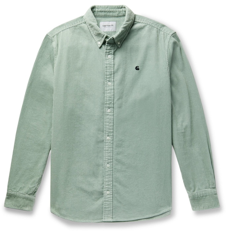 Photo: Carhartt WIP - Madison Button-Down Collar Logo-Embroidered Cotton-Corduroy Shirt - Green