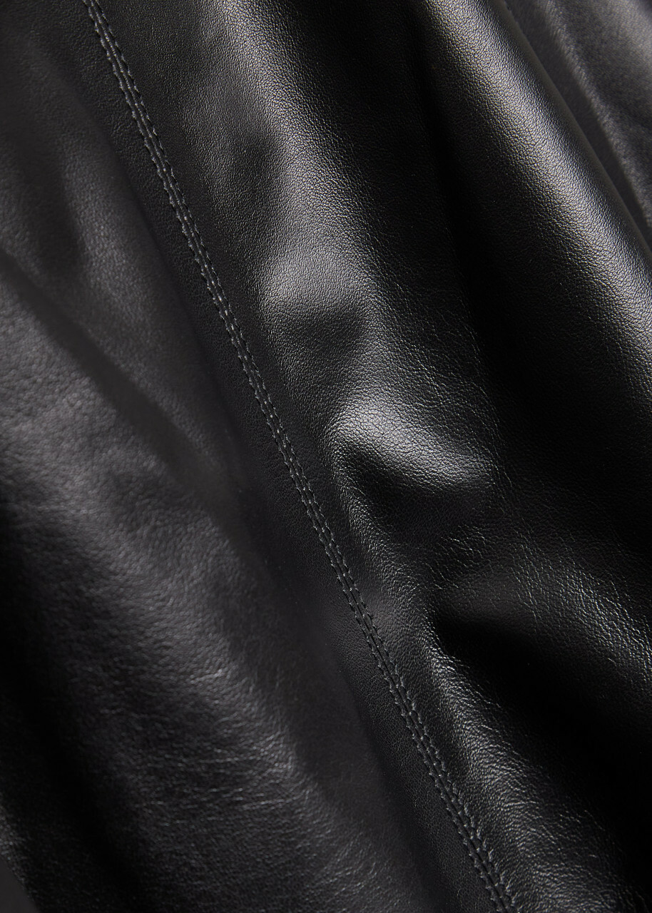 Simkhai Ryma Panelled Leather Midi Skirt Black