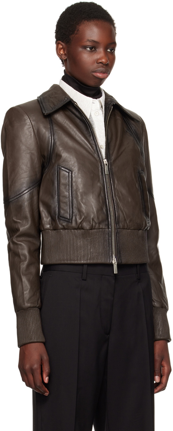 【REMAIN BIRGER CHRISTENSEN】レザー bomber ジャケット REMAIN Birger Christensen Black Zip Leather Bomber Jacket