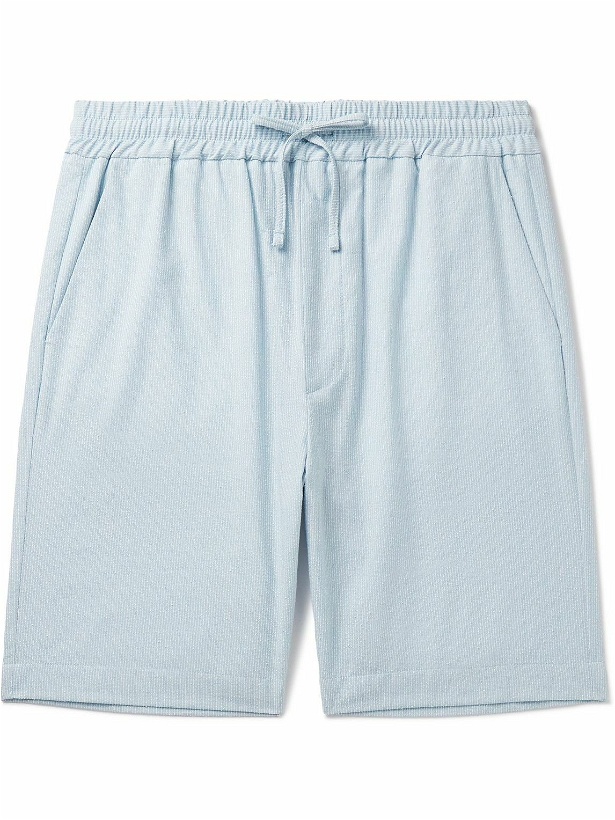 Photo: Lardini - Straight-Leg Striped Cotton-Blend Drawstring Shorts - Blue