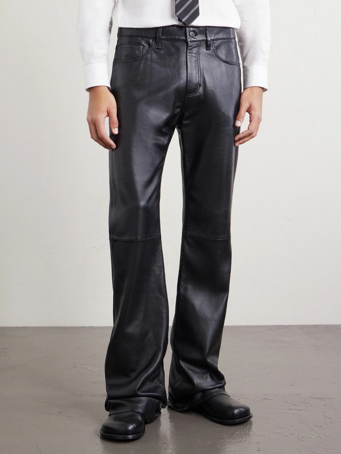Acne Studios - Flared Panelled Leather Trousers - Black