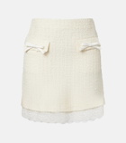 Self-Portrait Lace-trimmed bouclé miniskirt