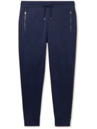 Moncler - Tapered Logo-Appliquéd Shell-Trimmed Cotton-Jersey Sweatpants - Blue