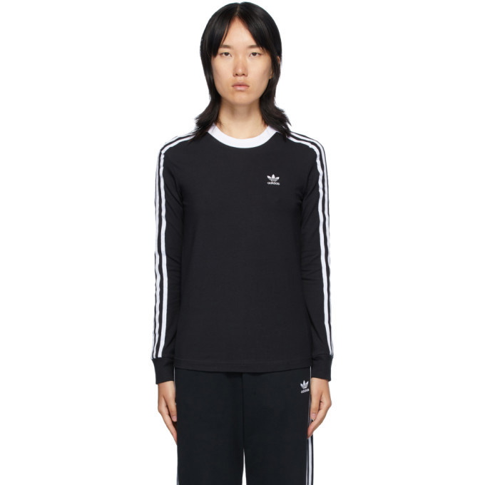 Photo: adidas Originals Black 3-Stripes Long Sleeve T-Shirt