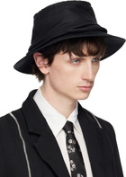 YOHJI YAMAMOTO Black Drape Bucket Hat
