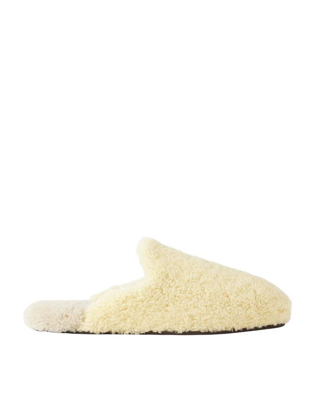 Photo: TEKLA - Auralee Two-Tone Shearling Slippers - Neutrals