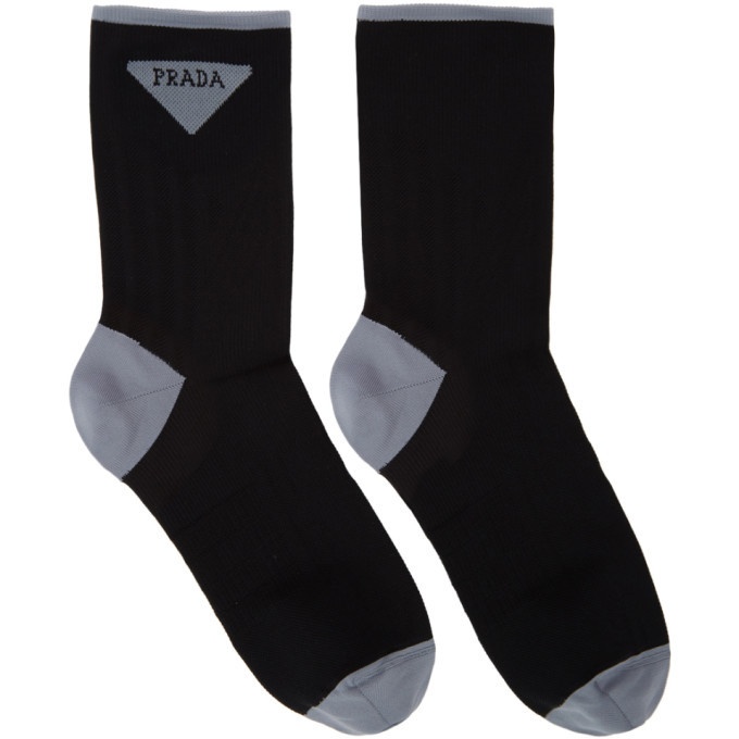Photo: Prada Black Triangle Logo Socks