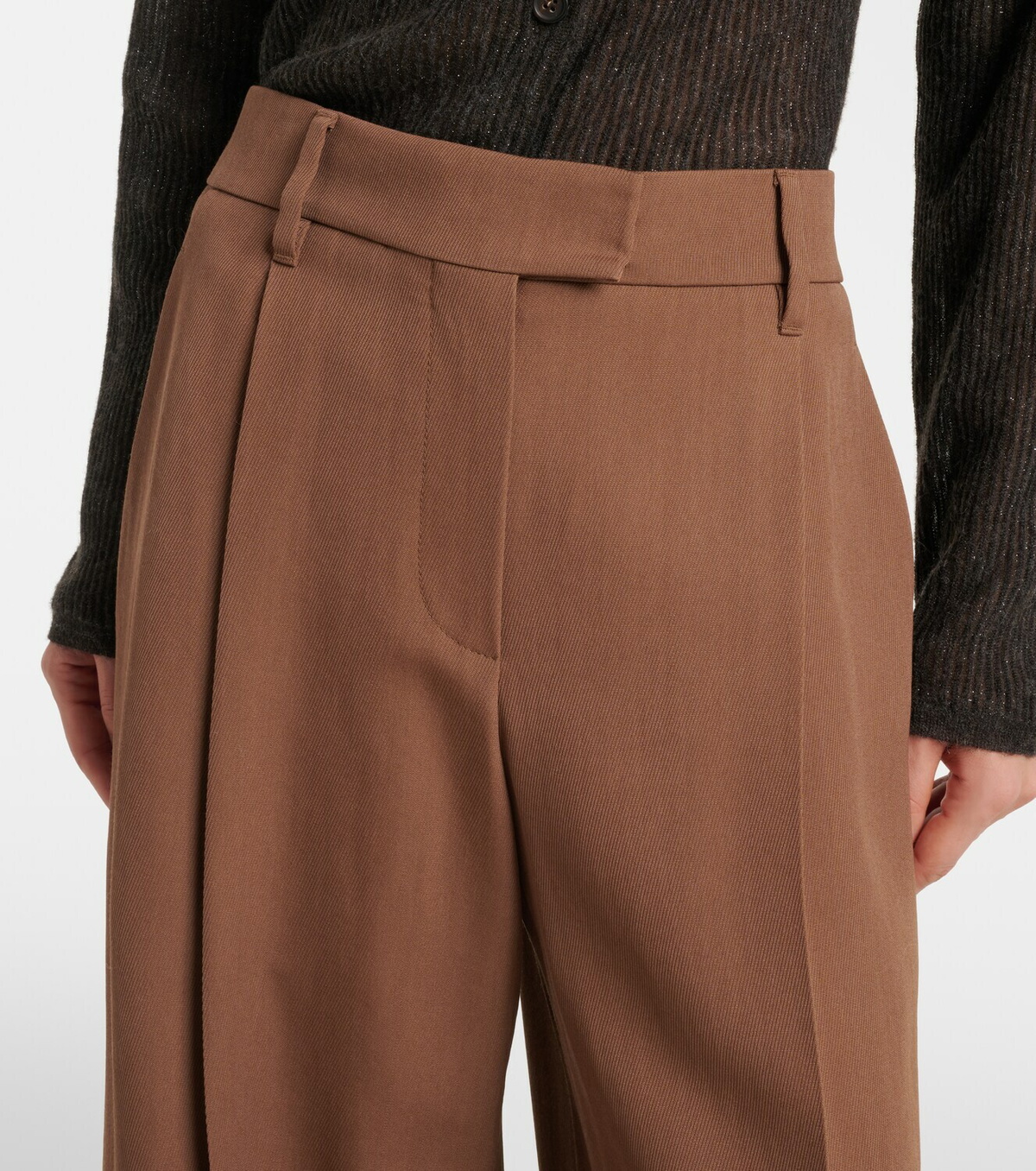 Brunello Cucinelli Monili pleated wool-blend wide-leg pants