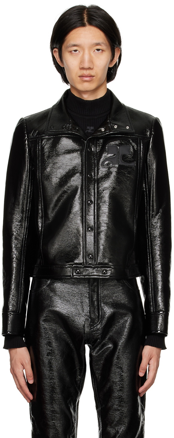 Black Crinkled Jacket by Courrèges on Sale