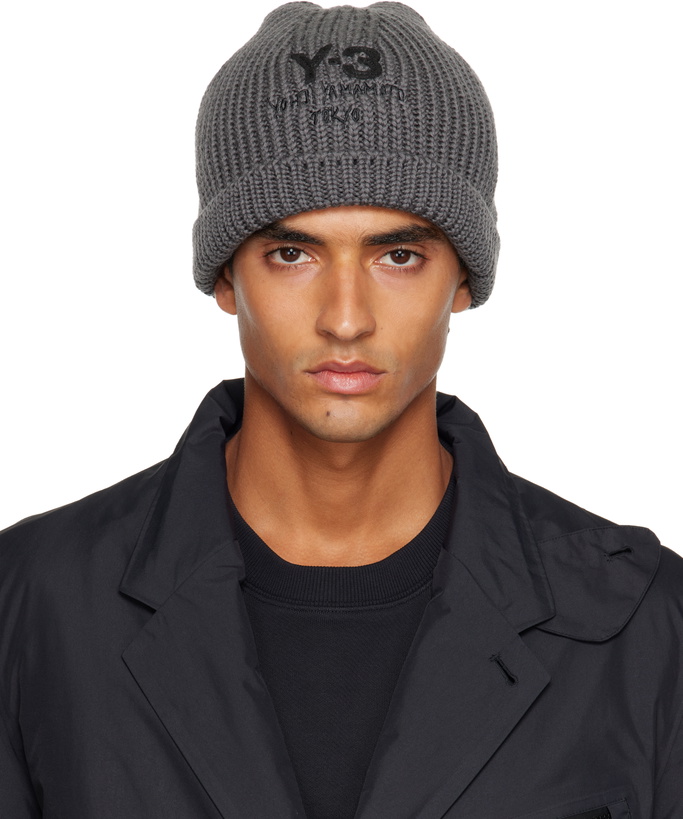 Photo: Y-3 Gray Chunky Knit Beanie