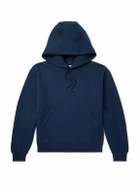 SAINT LAURENT - Logo-Embroidered Cotton-Jersey Hoodie - Blue