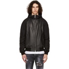 Dsquared2 Black Leather Hooded Sport Jacket