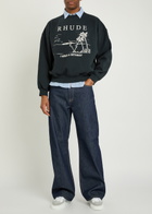 Rhude I Need A Getaway Printed Cotton Sweatshirt Black And White
