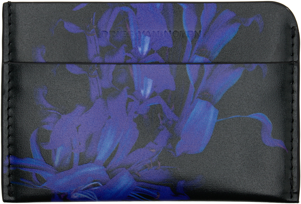 Dries Van Noten Black & Navy Leather Card Holder