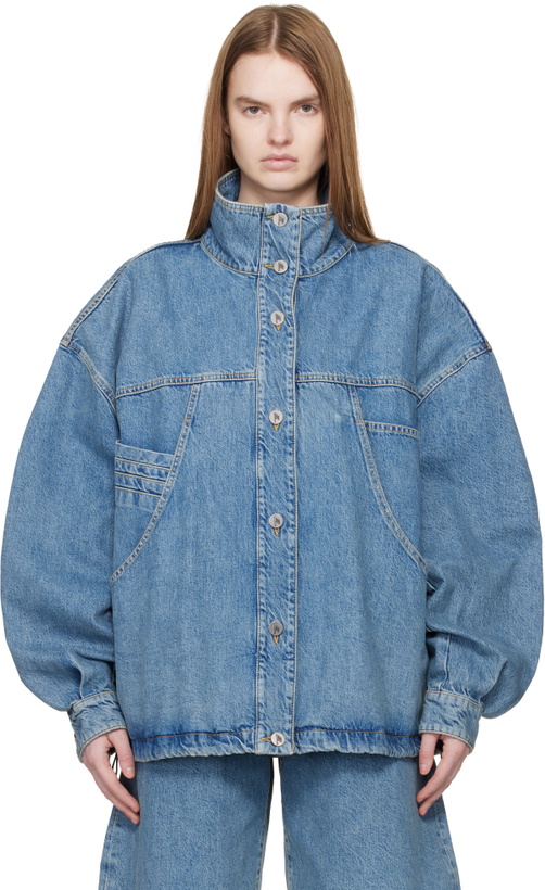 Photo: The Attico Blue Washed Denim Bomber Jacket