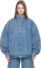 The Attico Blue Washed Denim Bomber Jacket