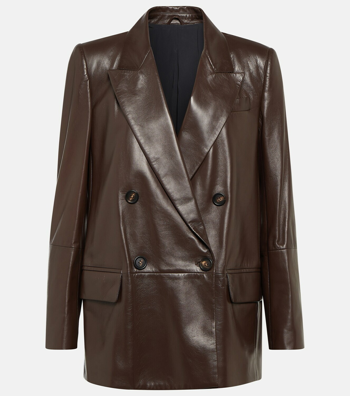 Brunello Cucinelli Double-breasted leather blazer