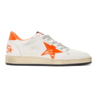 Golden Goose White and Orange Ball Star Sneakers