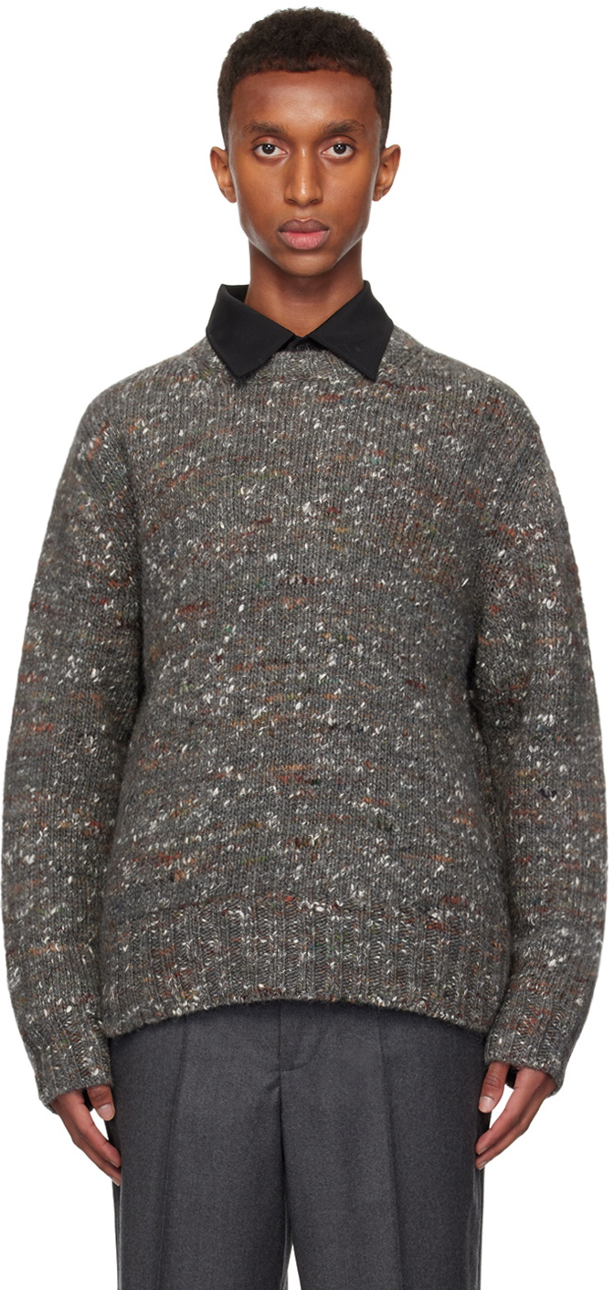 Róhe Gray Relaxed Mouline Knitted Crew Neck Sweater