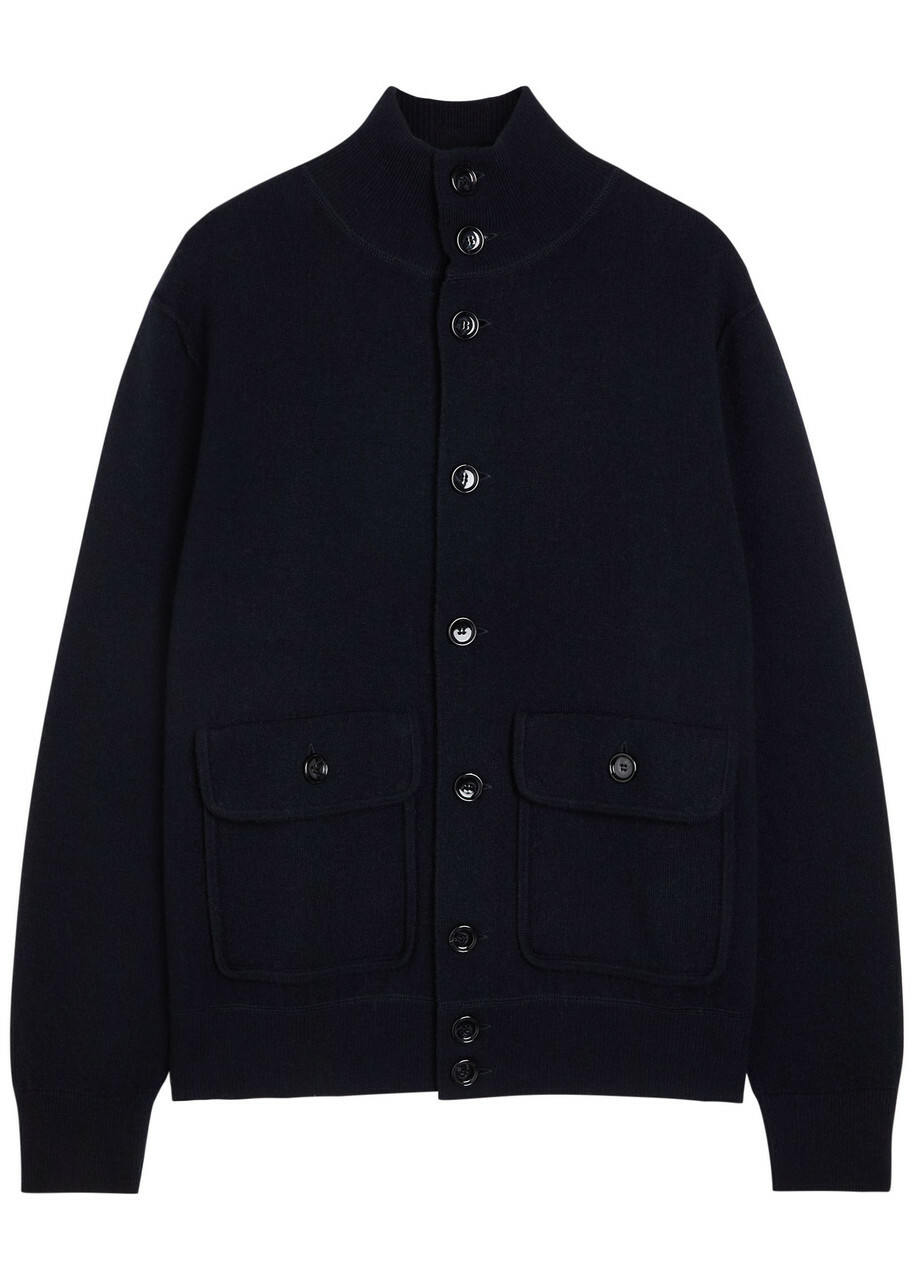Allude Turtle-neck Wool and Cashmere-blend Cardigan Black