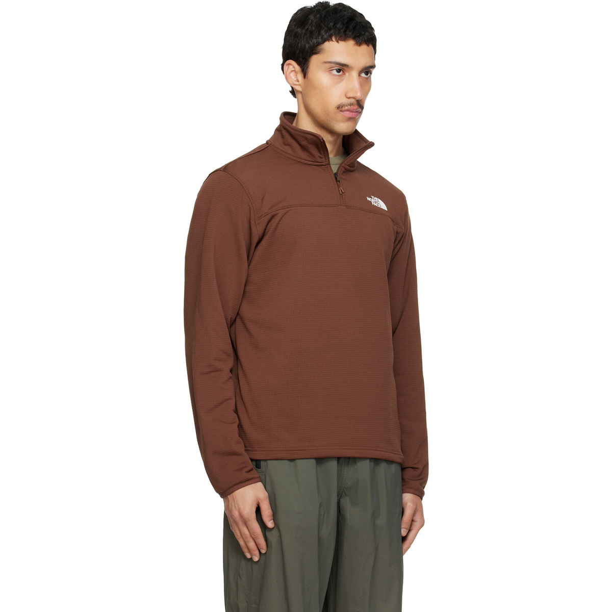 The North Face Brown Cedar Trail Grid Fleece Quarter-Zip Sweatshirt