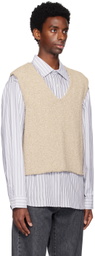 mfpen Beige V-Neck Vest