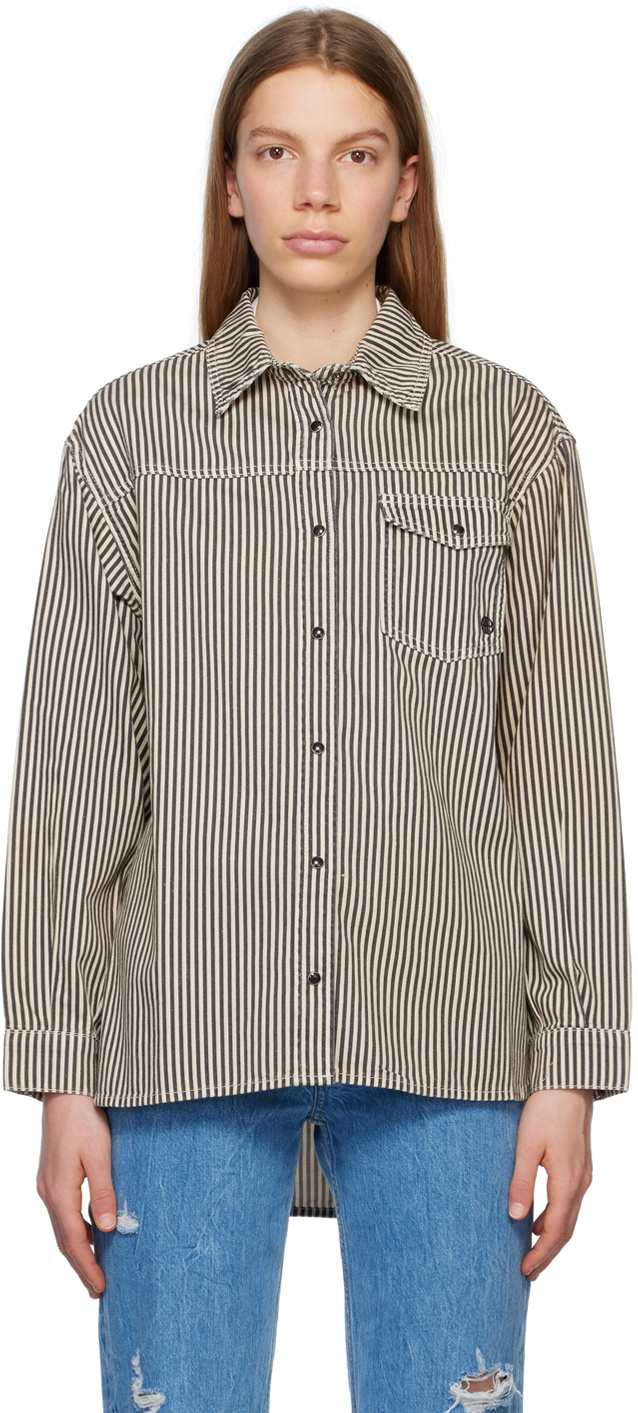 ANINE BING Off-White & Black Sloan Shirt ANINE BING