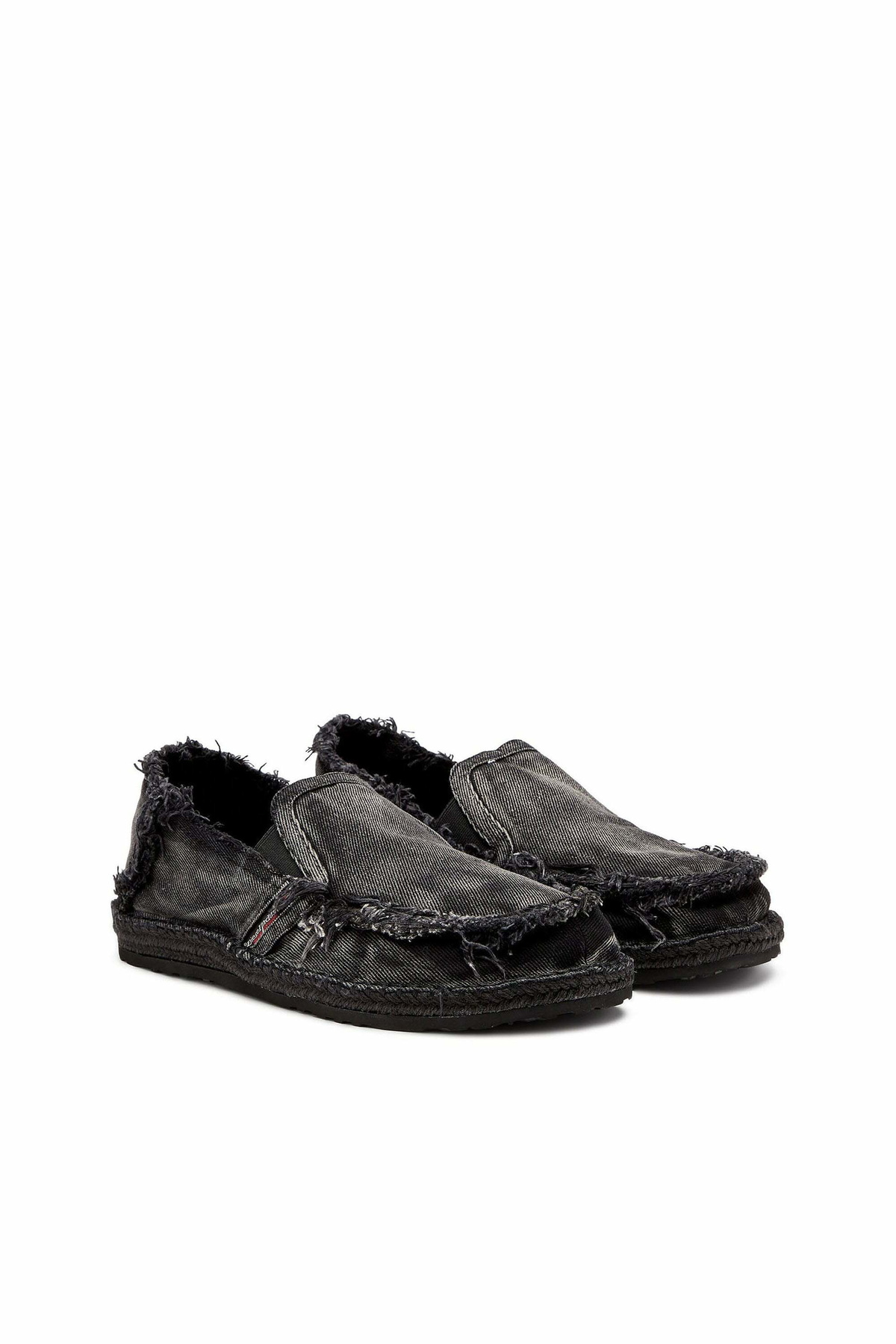 Diesel D-Lukas - Espadrilles in frayed denim - Moccasins and Mules Mens in Black
