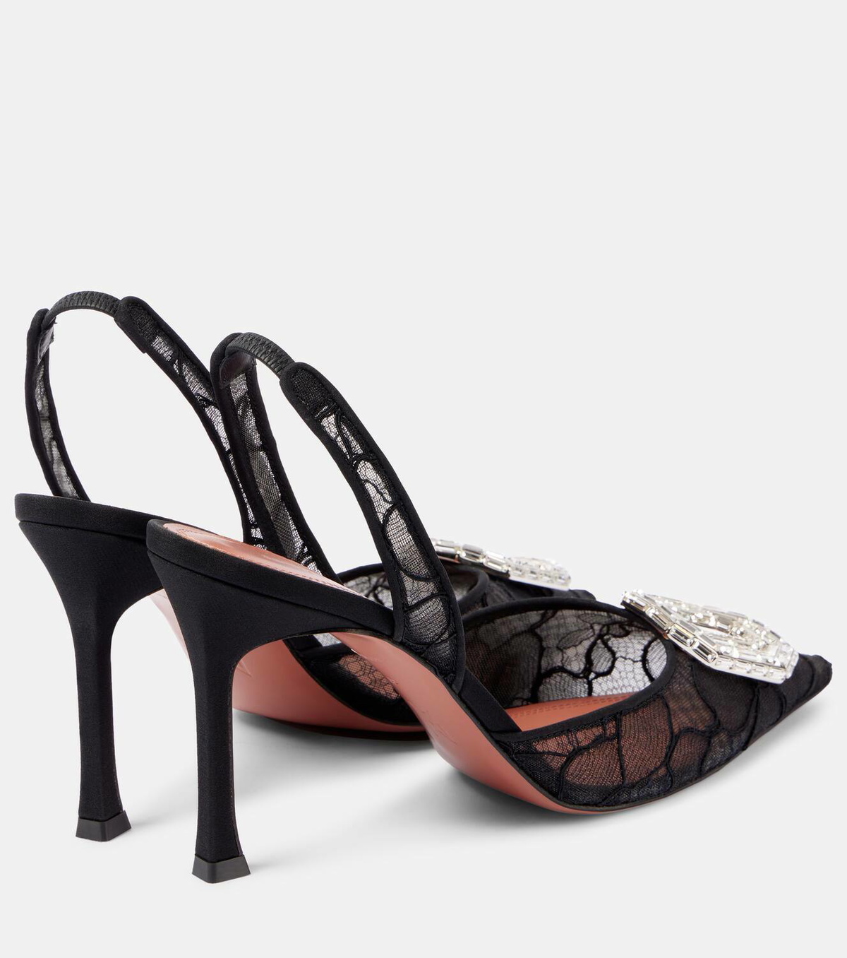 Amina Muaddi Camelia 90 lace slingback pumps