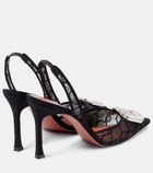 Amina Muaddi Camelia 90 lace slingback pumps