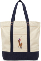 Polo Ralph Lauren Off-White & Navy Big Pony Tote Bag