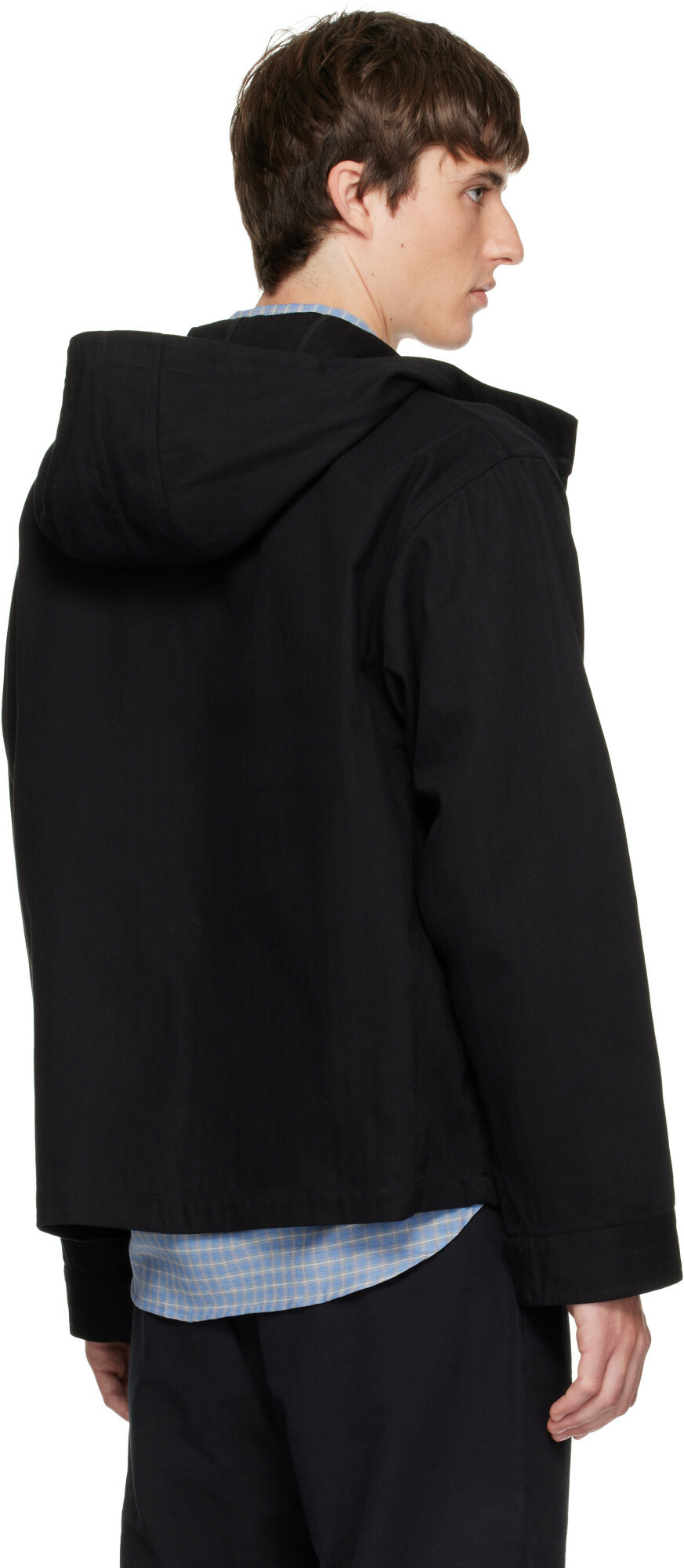 Palmes Black Herringbone Hooded Jacket
