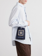 LOEWE - Paula's Ibiza Logo-Embroidered Leather-Trimmed Crocheted Raffia Bucket Bag