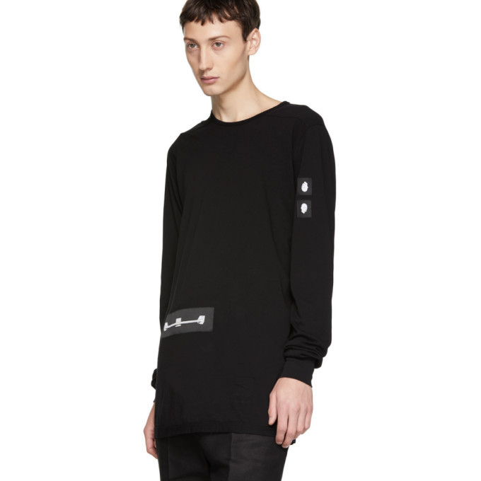 Rick Owens Drkshdw Black Patch Level Long Sleeve T-Shirt