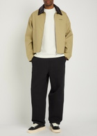 Cole Buxton Leather Collar Logo-embroidery Cotton Jacket Sand