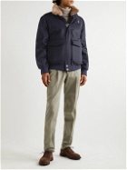 Brunello Cucinelli - Shearling-Trimmed Padded Wool Bomber Jacket - Blue
