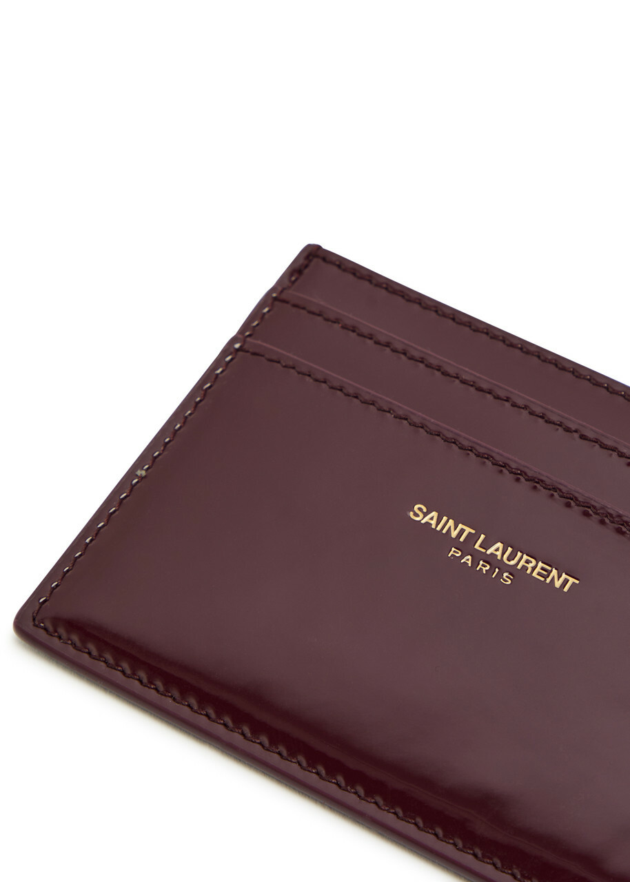 Saint Laurent Patent Leather Card Holder - Burgundy - One Size