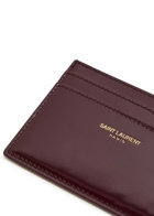 Saint Laurent Patent Leather Card Holder - Burgundy - One Size