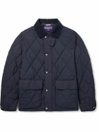 Ralph Lauren Purple label - Carleton Corduroy and Suede-Trimmed Quilted Shell Down Jacket - Blue