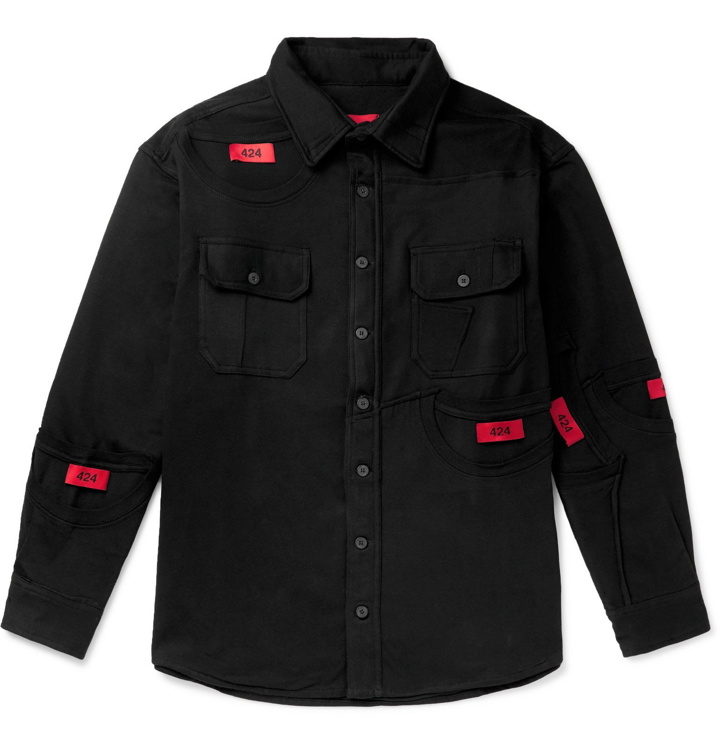Photo: 424 - Logo-Appliquéd Cotton-Jersey Overshirt - Black