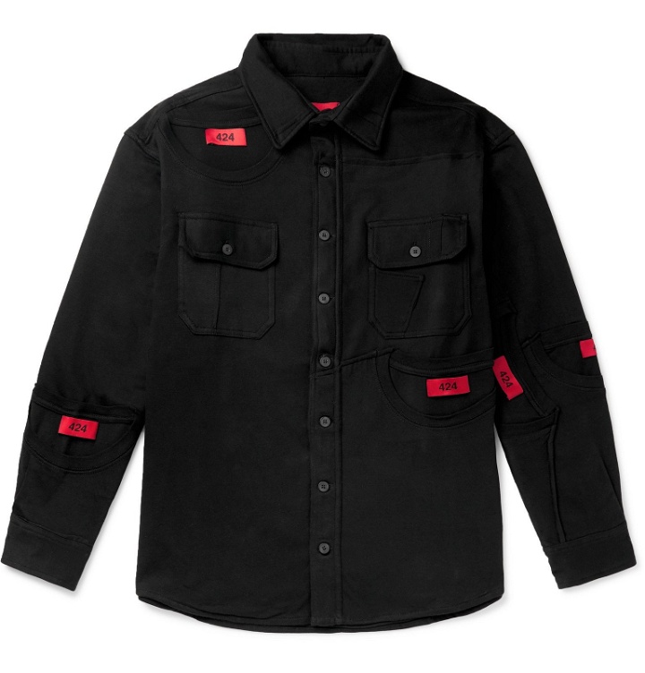 Photo: 424 - Logo-Appliquéd Cotton-Jersey Overshirt - Black