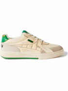 Palm Angels - University Distressed Suede-Trimmed Leather Sneakers - White