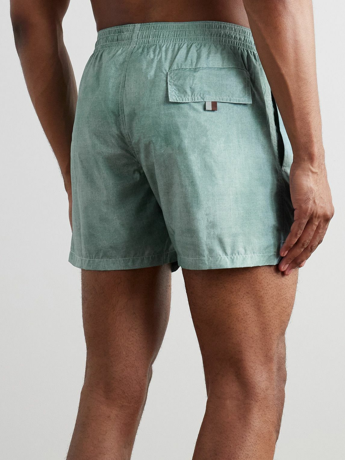 Canali - Straight-Leg Mid-Length Printed Swim Shorts - Blue