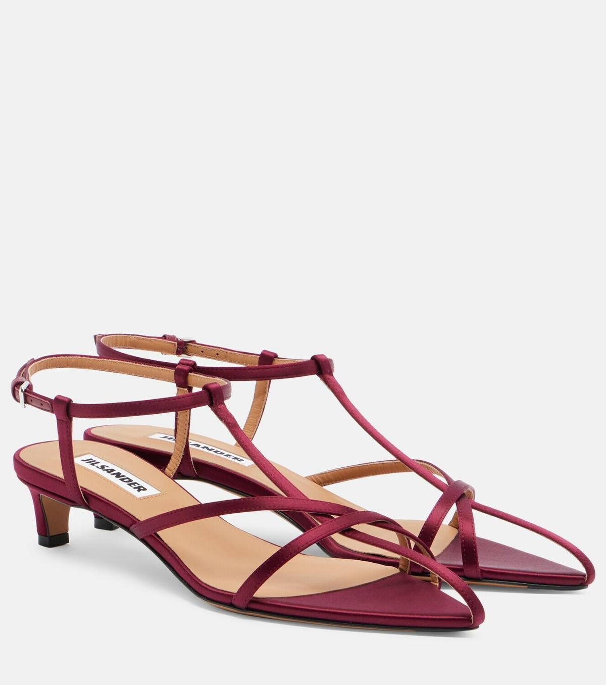 Jil Sander Cage satin and leather sandals