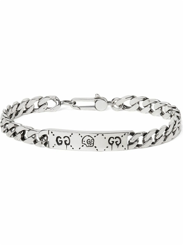 Photo: GUCCI - GucciGhost Engraved Sterling Silver ID Bracelet - Silver