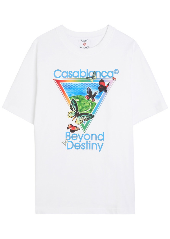 Photo: Casablanca Tennis Club Icon Beyond Destiny Printed Cotton T-shirt White